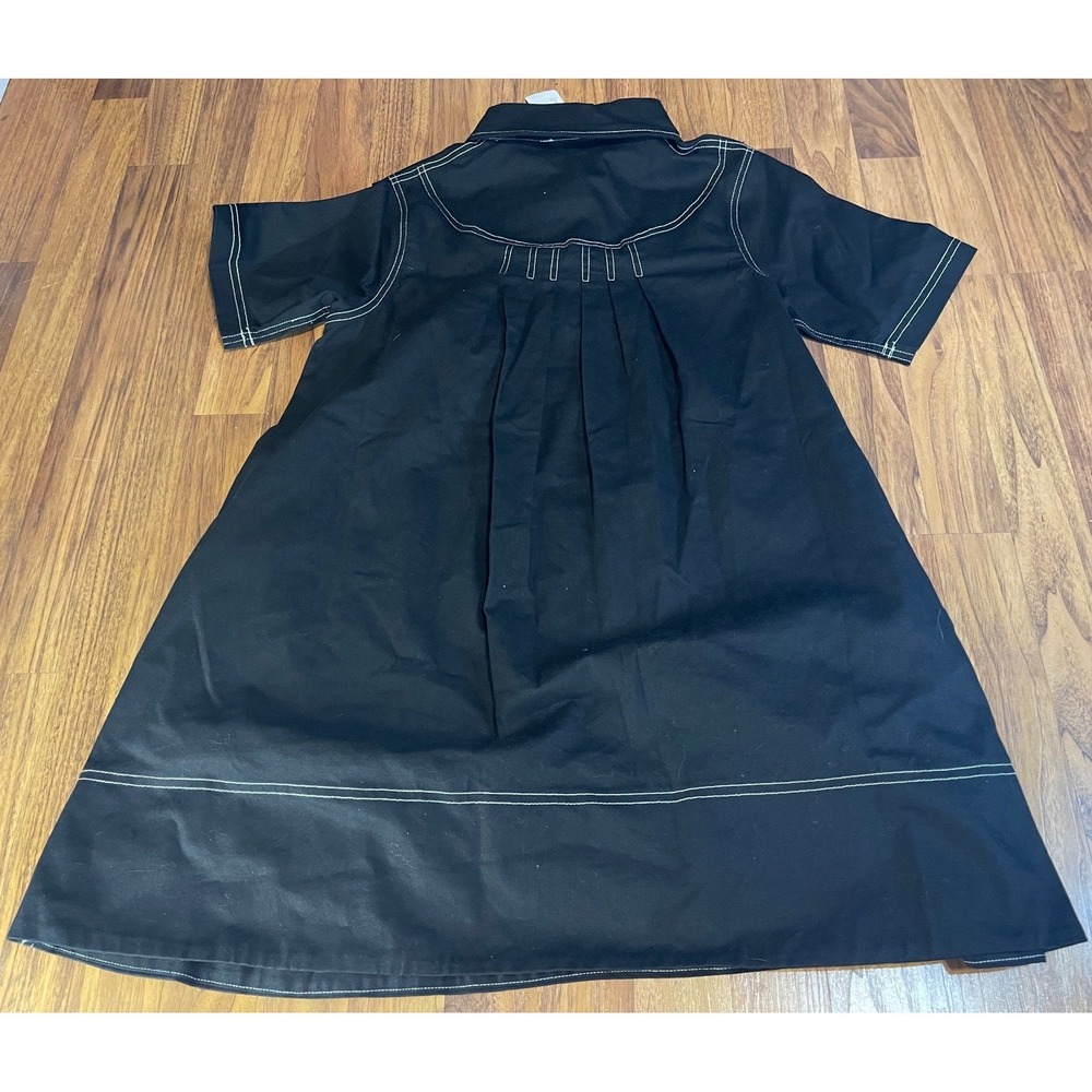 Entro Steele Mini Dress Black White Contrast Stitch Short Sleeve Denim Shift S - Picture 2 of 10